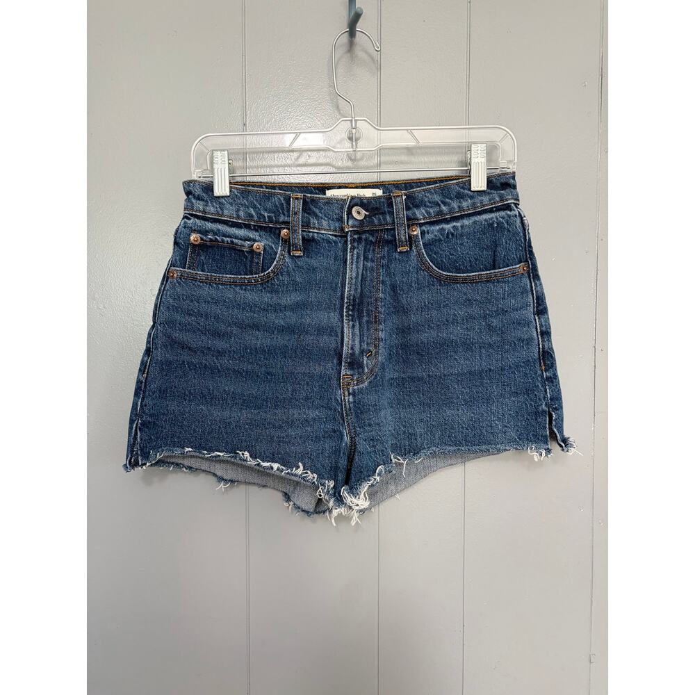 Abercrombie & Fitch Blue Medium Wash The Curve High Rise The Mom Shorts 26